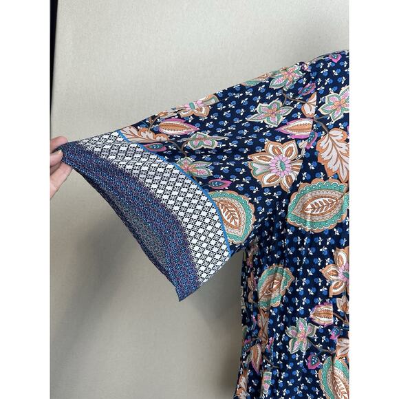 Weekend Suzanne Betro Blue Floral Peasant Boho Top Size 2X Boho Hippie - Picture 9 of 13